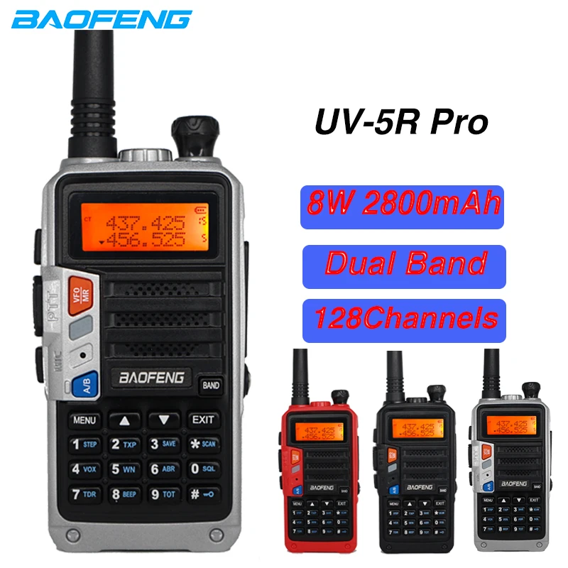 

High Power 8W Baofeng UV-5R Pro Walkie Talkie UV5R Two Way Radios Dual Band VHF UHF FM Transceiver 10KM Hungting CB Ham Radio
