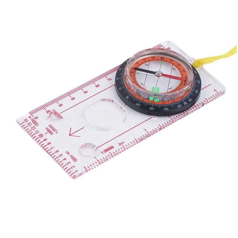 

2X Baseplate Ruler Compass Map Scale Magnifier With Strap Camping Hiking Ocomp7198