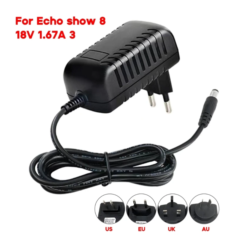 

18V 1.67A /15V 1.4A 30W Adapter Fit for echo show 8 3th 2nd Gen Speaker Power Supply Cord