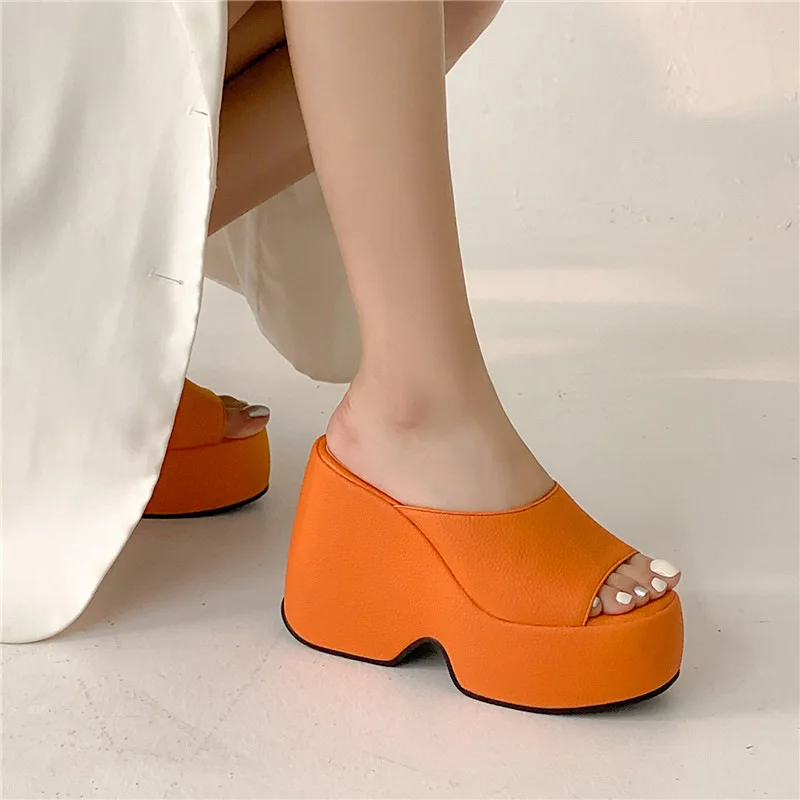 Outside Slippers Women 2023 Summer New Fashion Open Toe Platform Wedges High Heel Mules consice Sandals Shoes