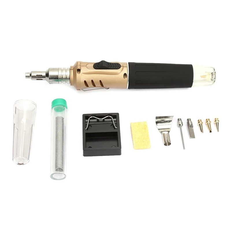 Soldering Iron Kit 10 in 1 Cordless Gas Soldering Iron Kit Temperature Adjustable Welding Torches Tool Soldering Stand