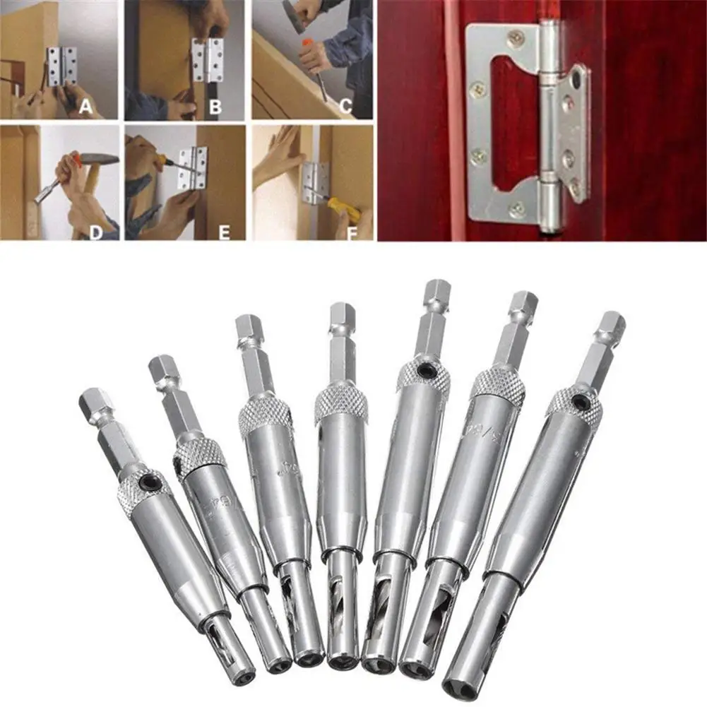 

7+1 Door Window Hinge Drill Bits Set Pilot Hole Saw Tool Woodworking Tool For Household Furniture