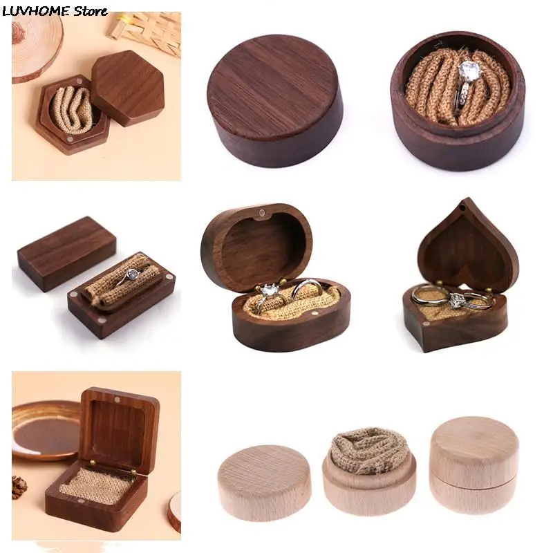 1X Wedding Ring Box for wedding ceremony Holder Wooden boxes jewelry organizer storage box Country wedding decoration (only box)
