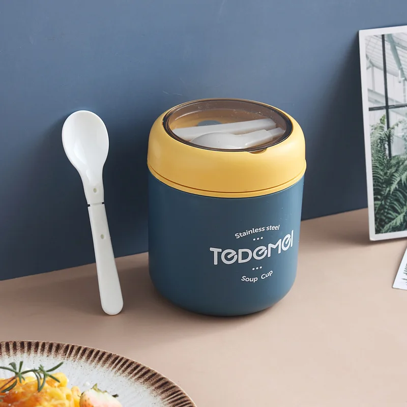 

Baby with spoon sealed breakfast cup milk cup hand cup stainless steel insulated soup cup container stainless steel container