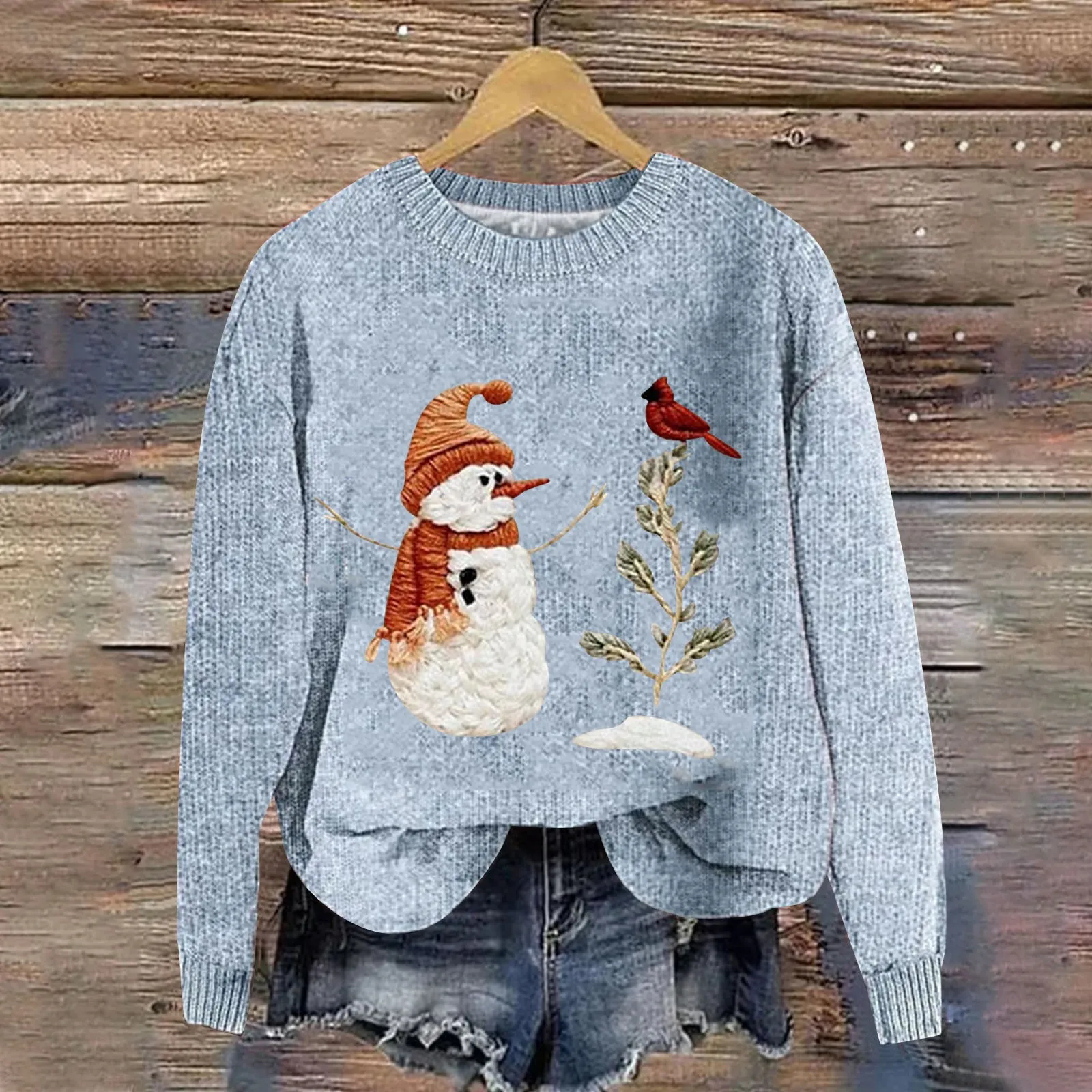 Женский вязаный свитер с принтом Санта-Клауса массивный пуловер иглой без