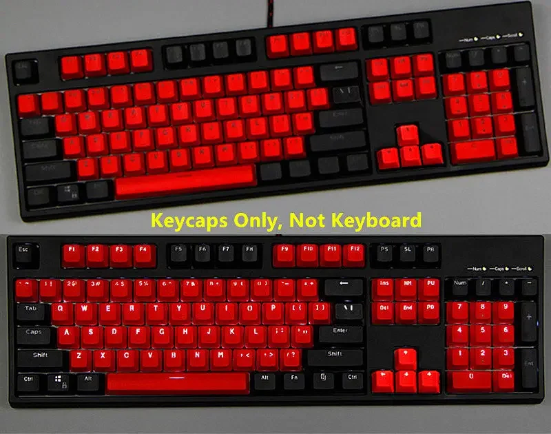104 клавиши красно-черные клавишные колпачки с подсветкой PBT Doubleshot Keycaps раскладка