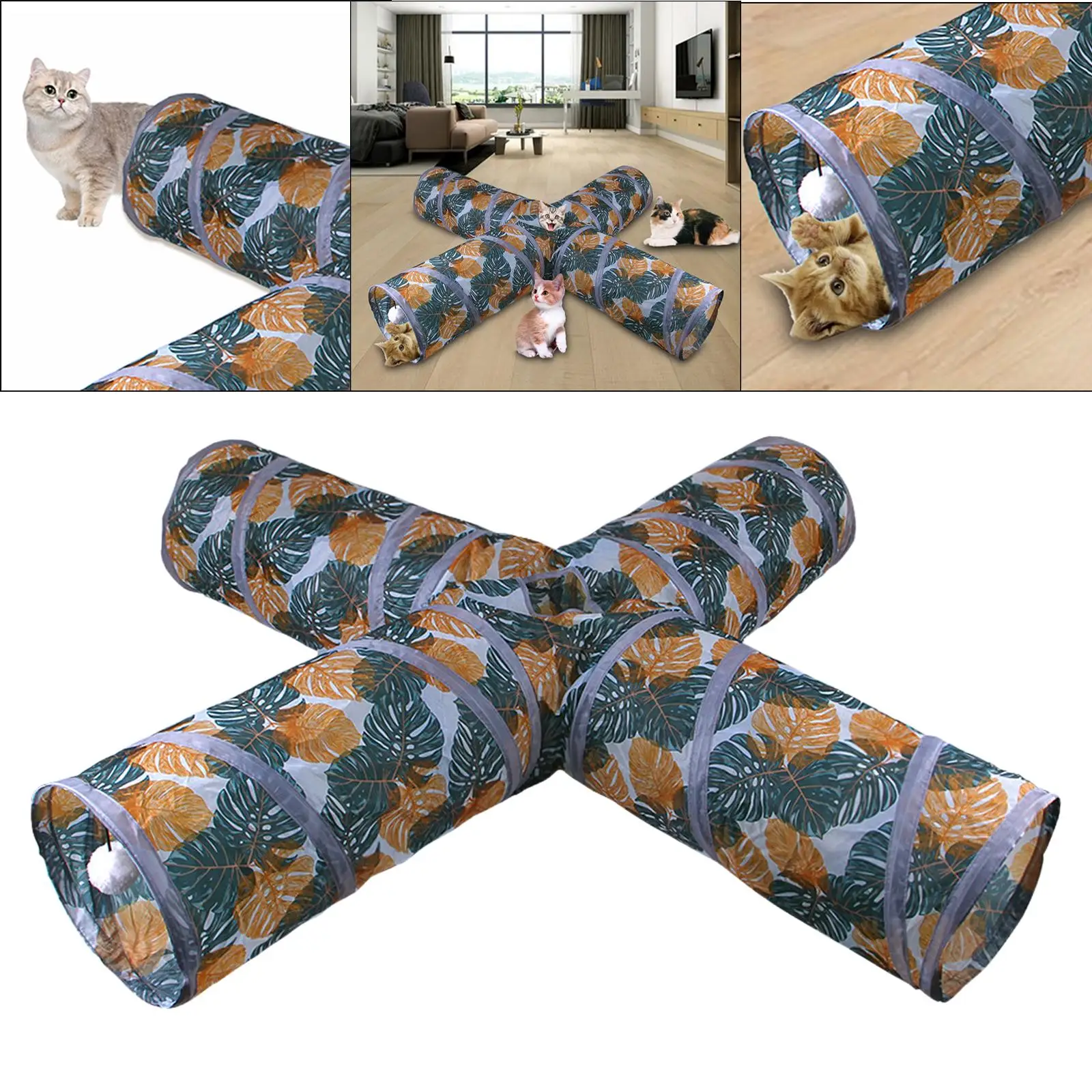 

Soft Cat Tunnel Tube Pet Collapsible Toy Play Tent Bed with Ball Kitten for Pet Supplies Rabbits Sugar Glider Mice Rats