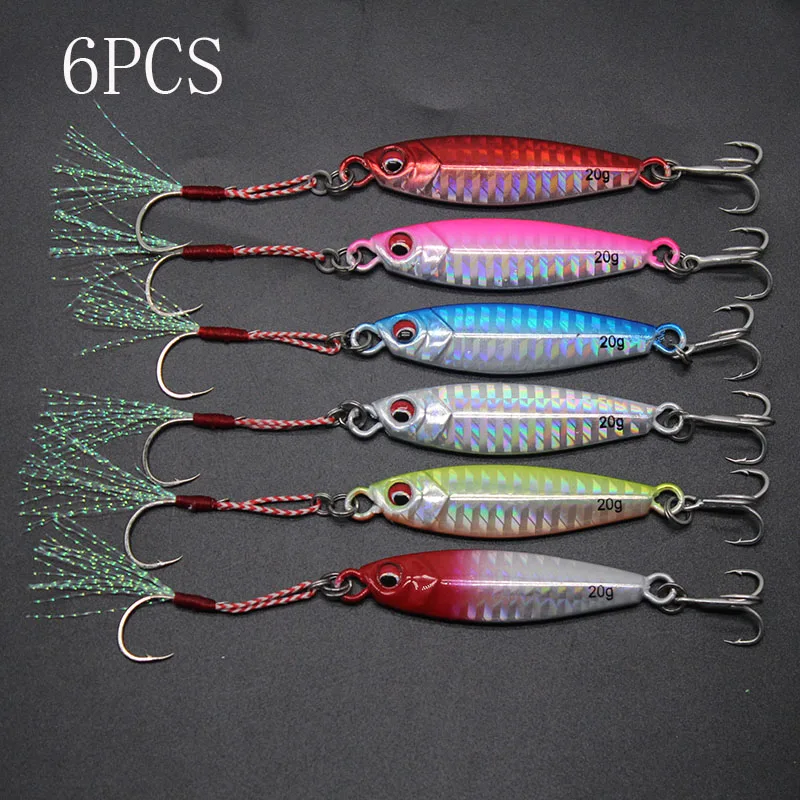 

6pcs/lot 7G-10G-15G-20G-30G Shore Casting Jigging Lead Fish Sea Bass Fishing Lure Artificial Bait Tackle Mini Metal Cast Jigs