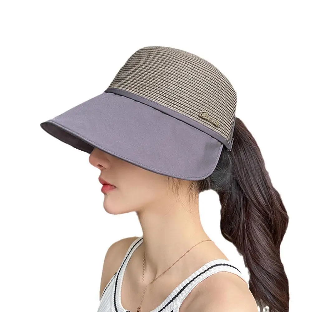 

Fashion Lady Summer Straw Sun Hat Foldable Wide Brim UV Protection Sun Visor Hats Outdoor Travel Beach Holiday Sun Cap For Women