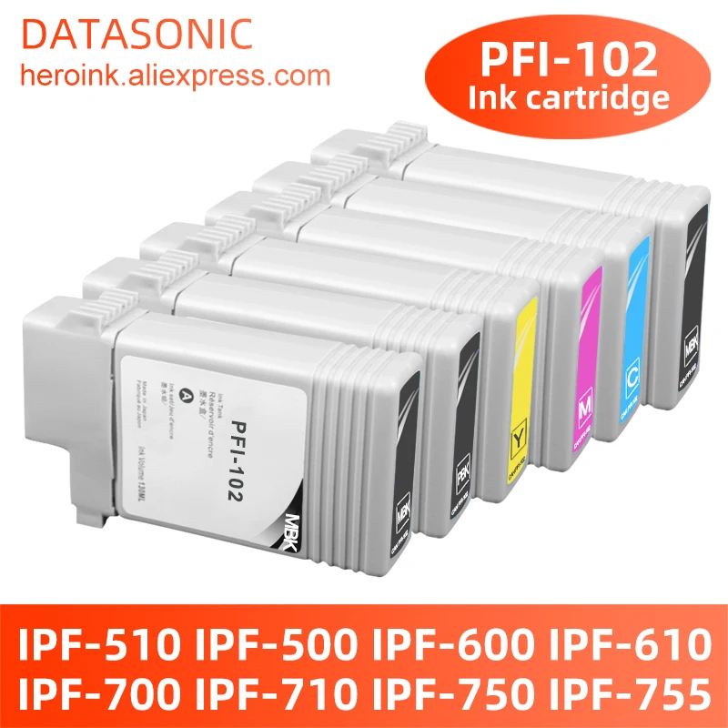 

pfi 102 PFI-102 ink cartridge for Canon Printer IPF510 ipf500 ipf600 ipf610 ipf700 ipf710 ipf750 ipf755 Printer cartridge