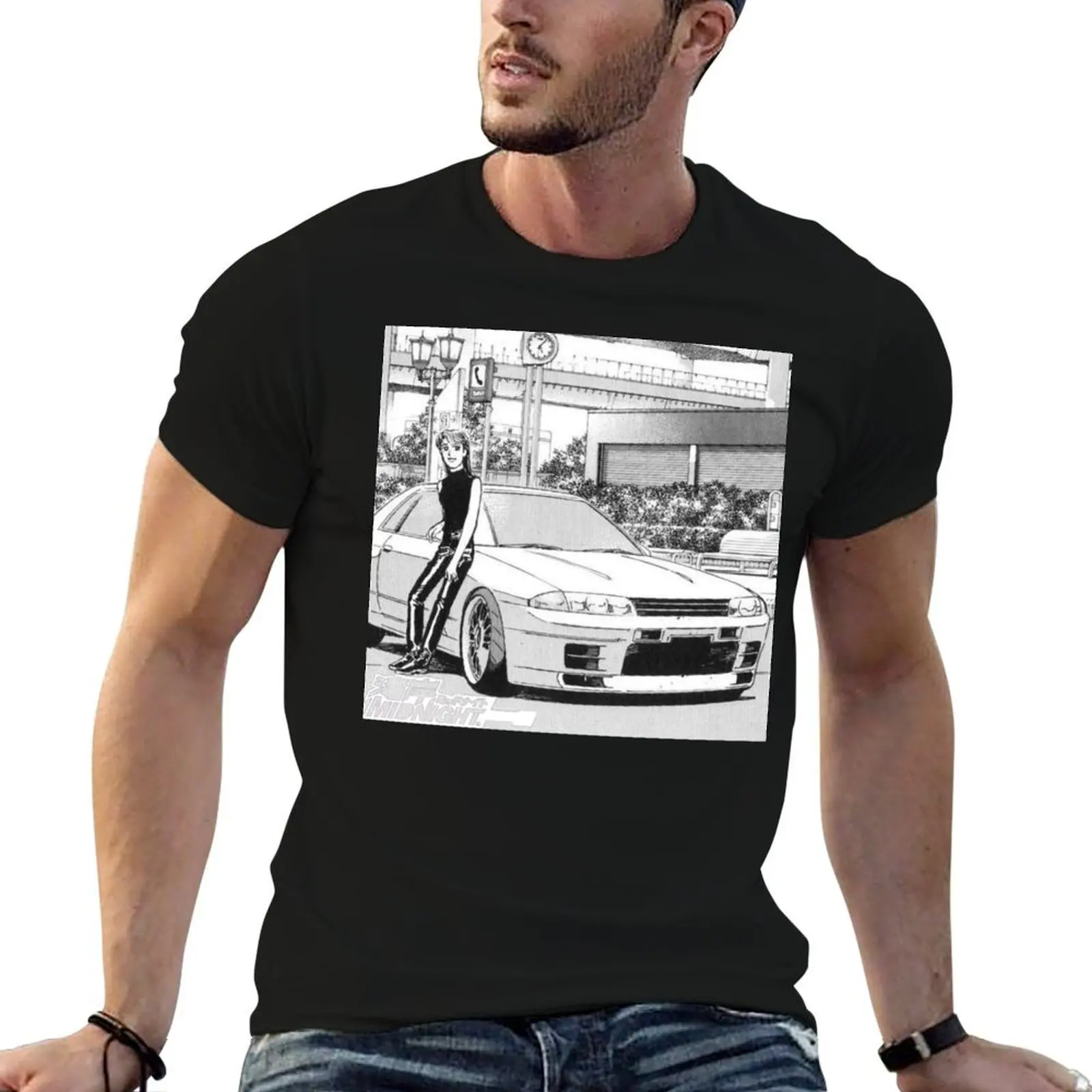 Фото Футболка Wangan Midnight Manga Picture, футболки для мужчин, облегающие футболки для мужчин, хлопковые футболки с аниме для мужчин, футболка №1