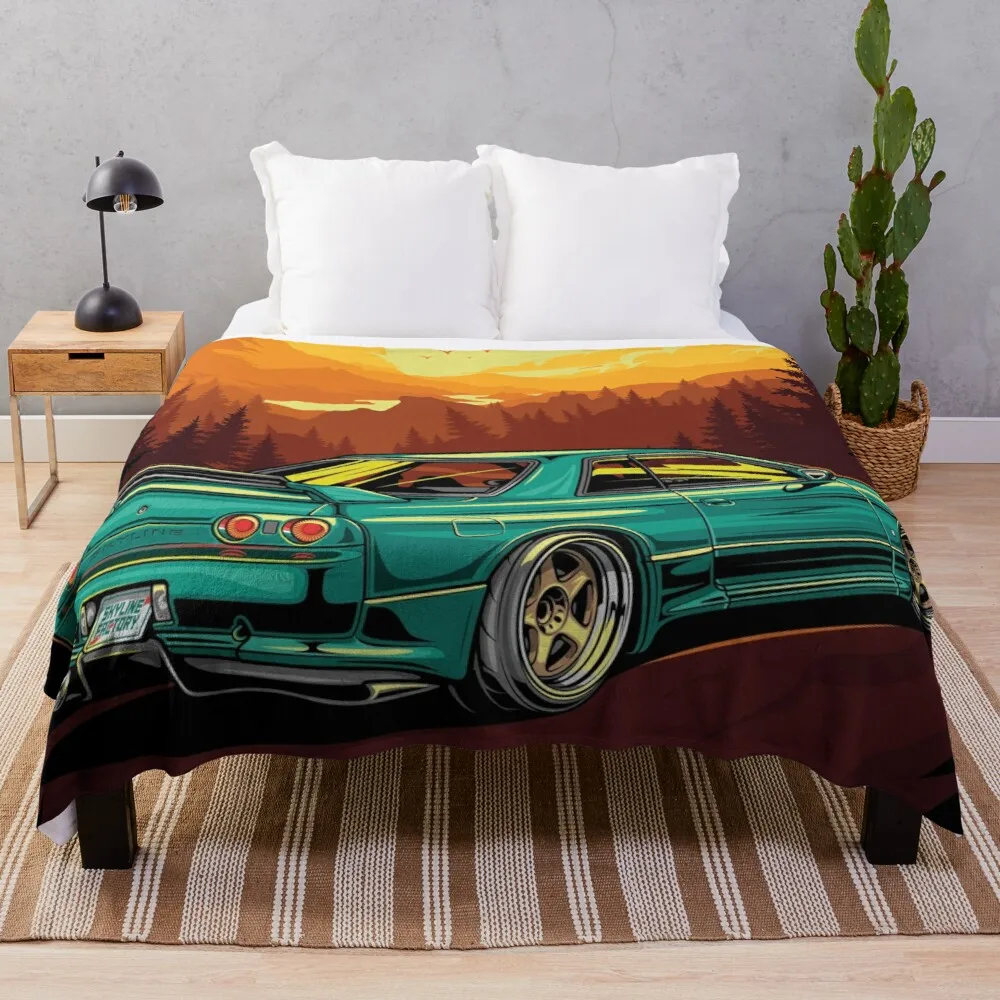 

Одеяло для Nissan Skyline R32 BNR, кружевное теплое покрывало для путешествий, диваны, вязаное украшение