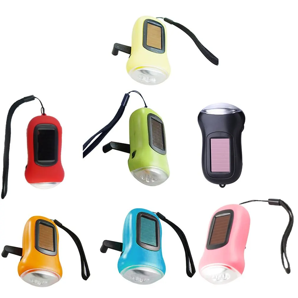 

Mini 3 LED Solar Powered Hand Crank Flashlight Rechargeable LED Emergency Tent Camping Torch Light Portable for Outdoors Use