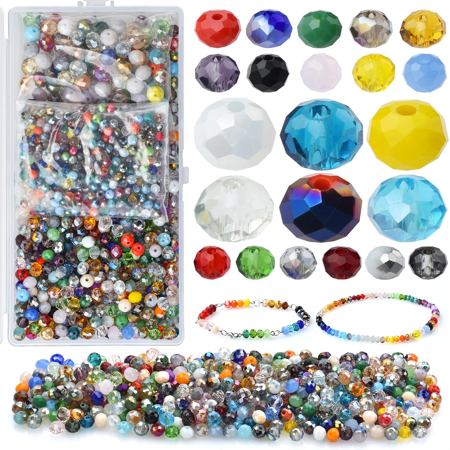 

1000Pcs/Box 4/6/8mm Austrian Round Rondelle Glass Crystal Loose Spacer Beads for Jewelry Making Kit Bracelets Necklaces Earring