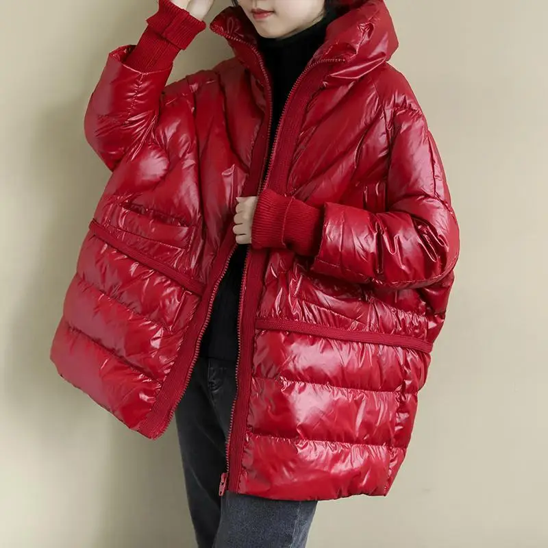 Женский пуховик с воротником-стойкой Новый 90 белого утиного пуха круглым вырезом