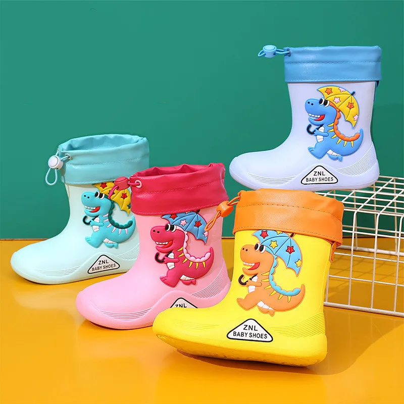 Cute Cartoon Dinosaur Children Rain Shoes for Boys Girls Waterproof EVA Rubber Non Slip Toddler Kids Waterproof Rain Boots