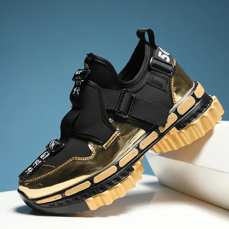 Chunky Sneakers Men Platform Sneakers Women Gold 2021 Fashion Shoes Black Wedge Men Breathable Running Walking Colorful Sneaker
