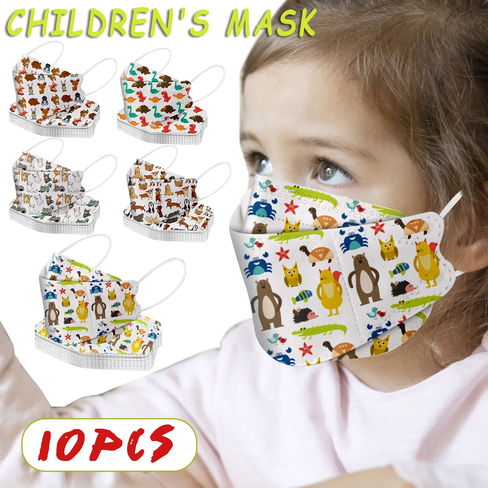 10 шт. одноразовые маски для лица в форме рыбы с мультяшным дизайном |