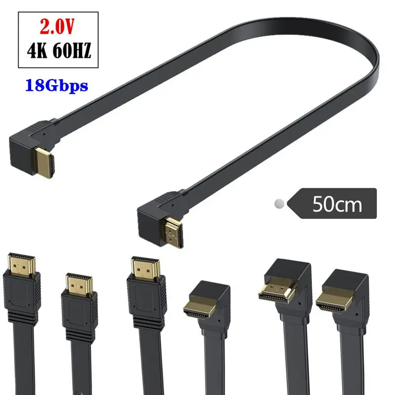 

Flat, Ultra-Thin, High-Speed HDMI Compatible With Version 2.0 Male To Male Connection Cable, Supporting 4K 60Hz Resolution