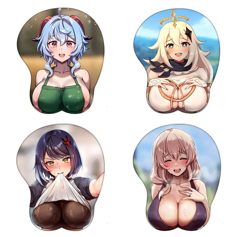 

Genshin Impact Ganyu Keqing Multiple Roles3D Oppai Mouse Pad with Wrist Rest Paimon Fischl Silicone Gel Sexy Mouse Mat Mousepad