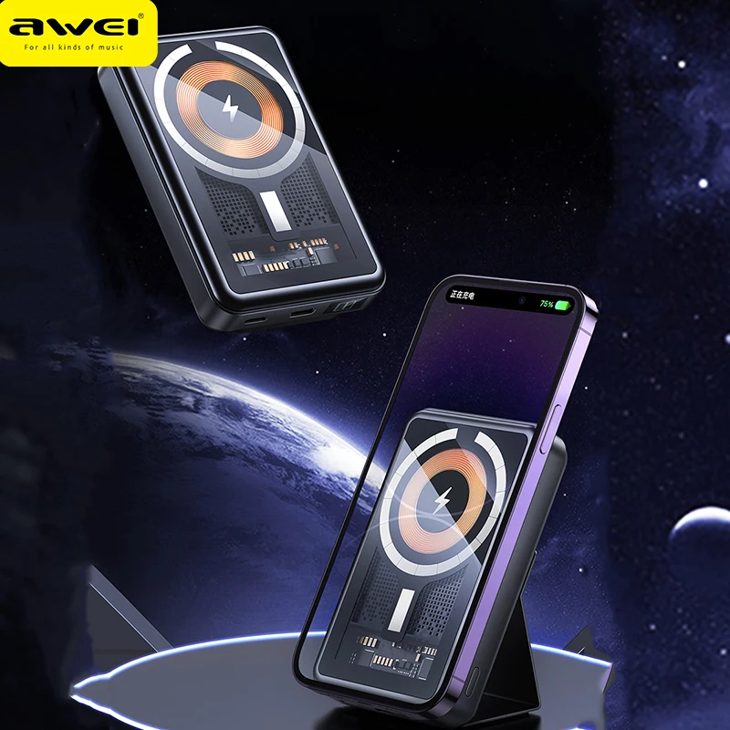 

Awei P155K 5W/7.5W/10W/15W Power Bank 10000mAh PD Quick Charge FCP SFCP Portable External Charger For Smartphone Laptop Tablet