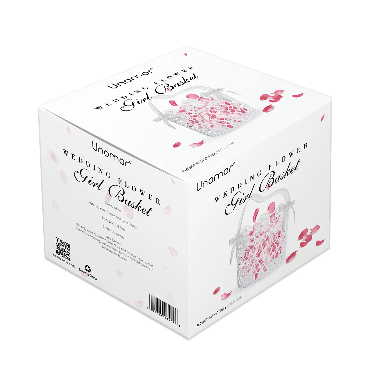 UNOMOR Ручная вязка Свадебная корзина с цветочным узором для девочек Церемония