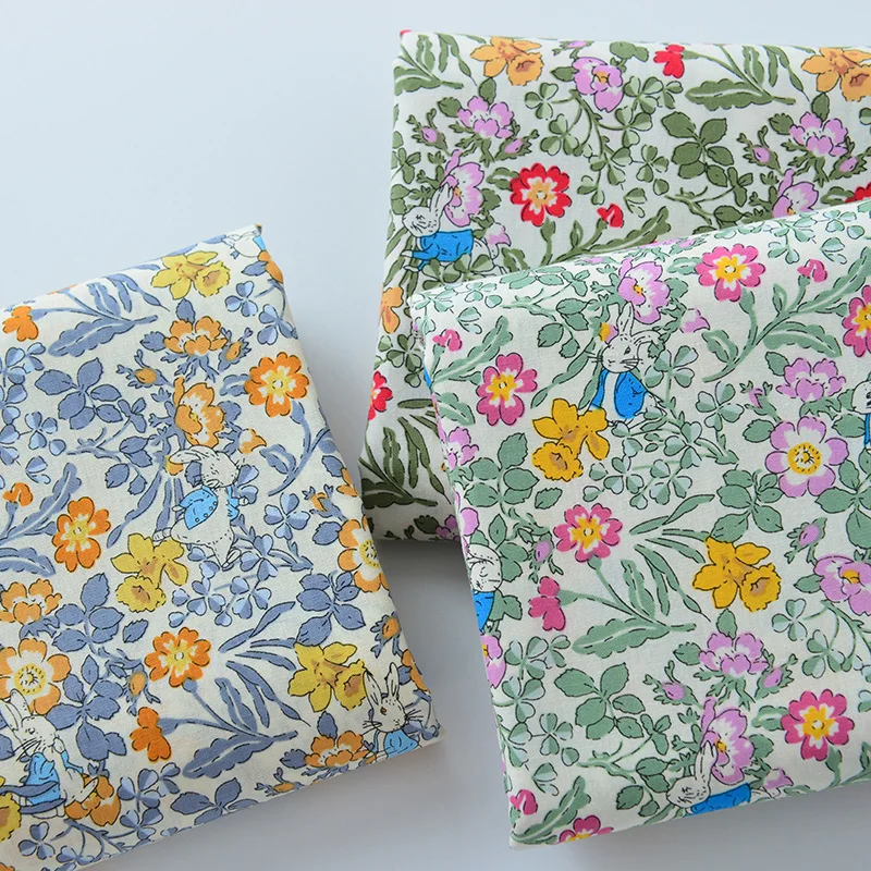 140 см * 50 ткань из чистого хлопка с кроликом и цветком юбка детская одежда рубашка
