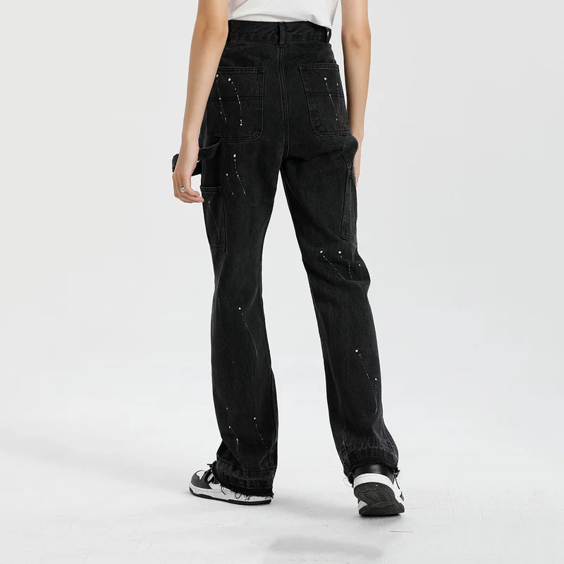 Fashion Women's Jeans Stitching Design Hip-hop Style Splash Ink Slim Trousers Women Streetwear Brand Clothing Y2K Hip Hop Jeans