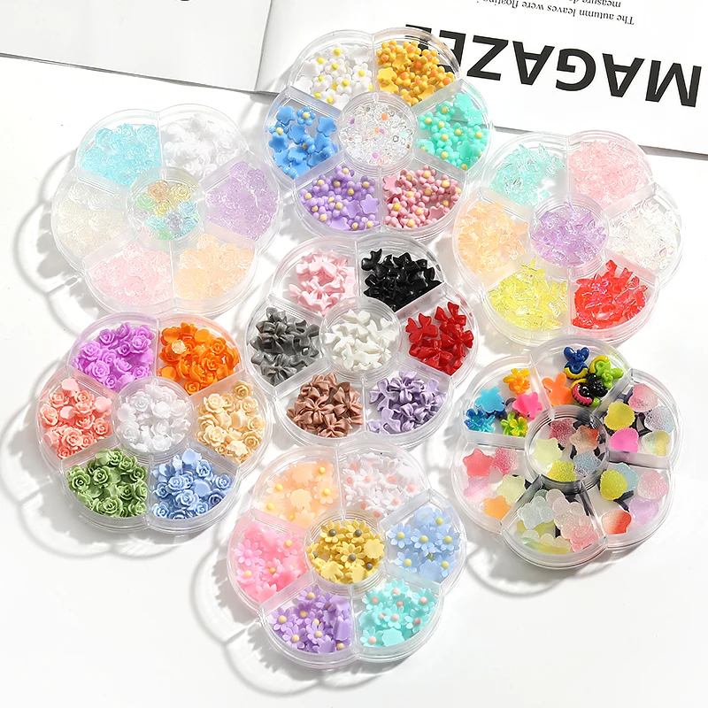 Luxury Nail Charms Nails Caviar Polymer Clay Slice Cabochon Resin Mixed Shape Rhinestones Stone 3d  Art Decorations Petal Parts images - 6