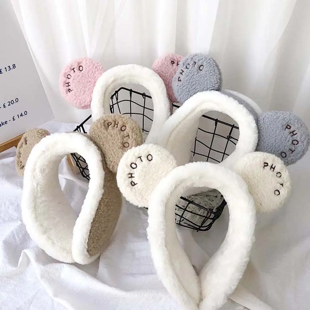 

Уличные зимние наушники, плюшевые наушники с мультяшным рисунком, наушники с медвежьими ушами, женские наушники, наушники