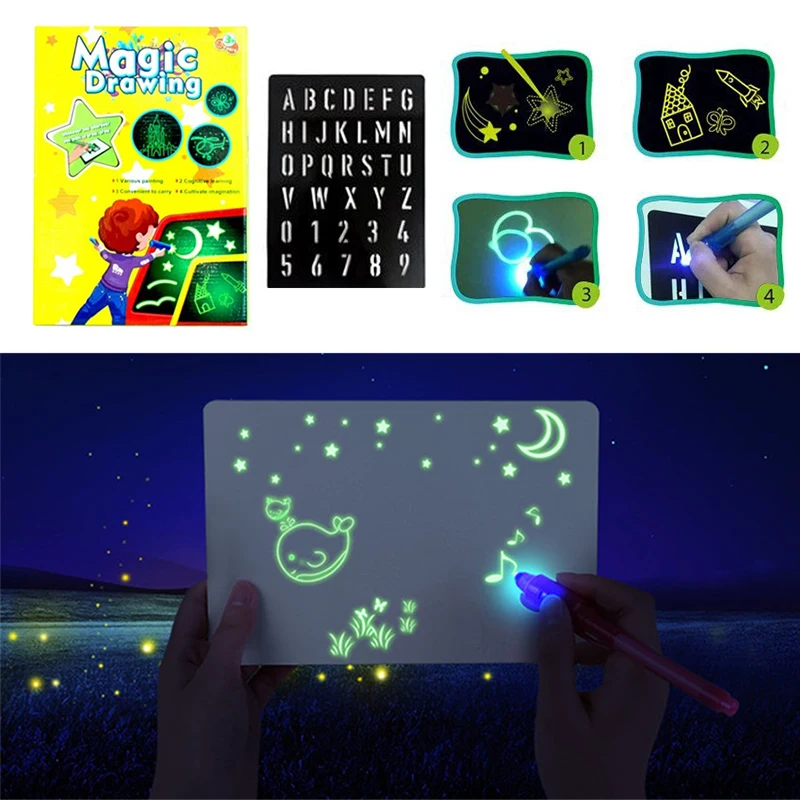 

A3 A4 A5 LED DIY Luminous Drawing Board Graffiti Doodle Drawing Tablet Magic Draw with Light-Fun Fluorescent Pen Educational Toy