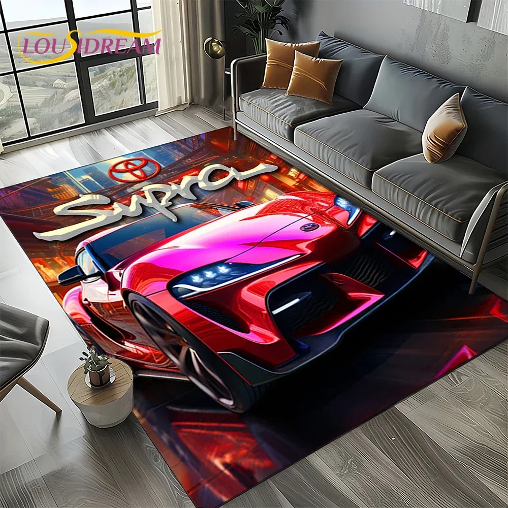 Фото Коврик-дорожка HD Racing Car T-TOYOTA Supra для дома, гостиной, спальни, дивана, декоративный коврик для мотоцикла, детский напольный коврик №1