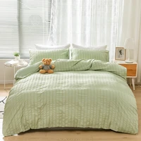 evich avocado green seersucker material bedding sets high end zipper quilt cover pillowcase for four seasons home textile