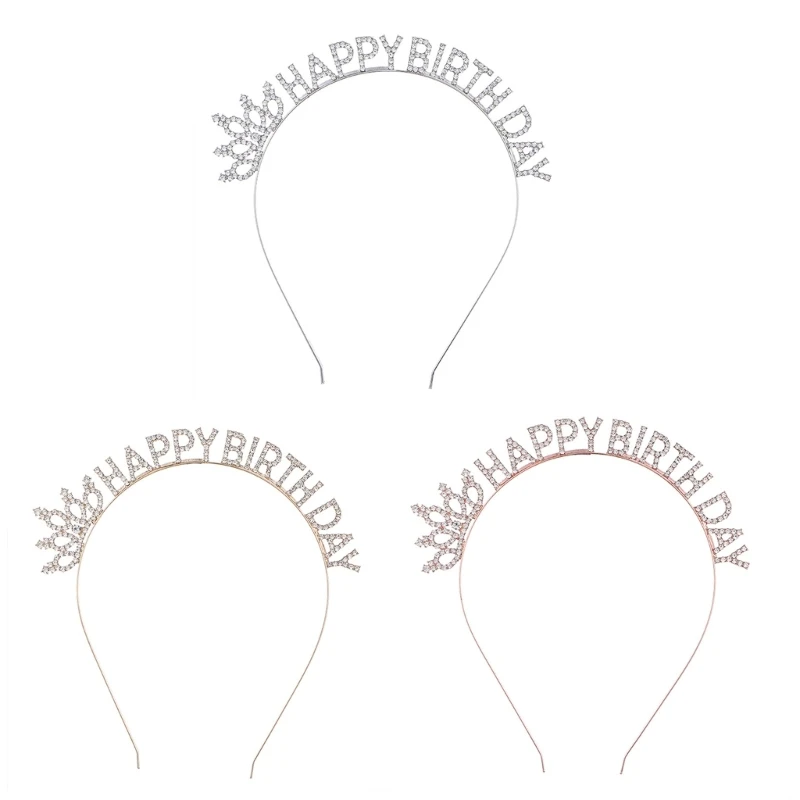 

L93F Glitter HAPPY BIRTHDAY Headband for Adult Kid Teens Celebration Party Headwear