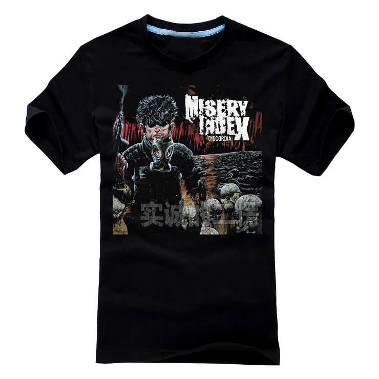 

New Fashion Misery Index Band Rock Brand men shirt 3D High Quality items fitness Death Hardrock heavy Metal 100%Cotton Skull 02