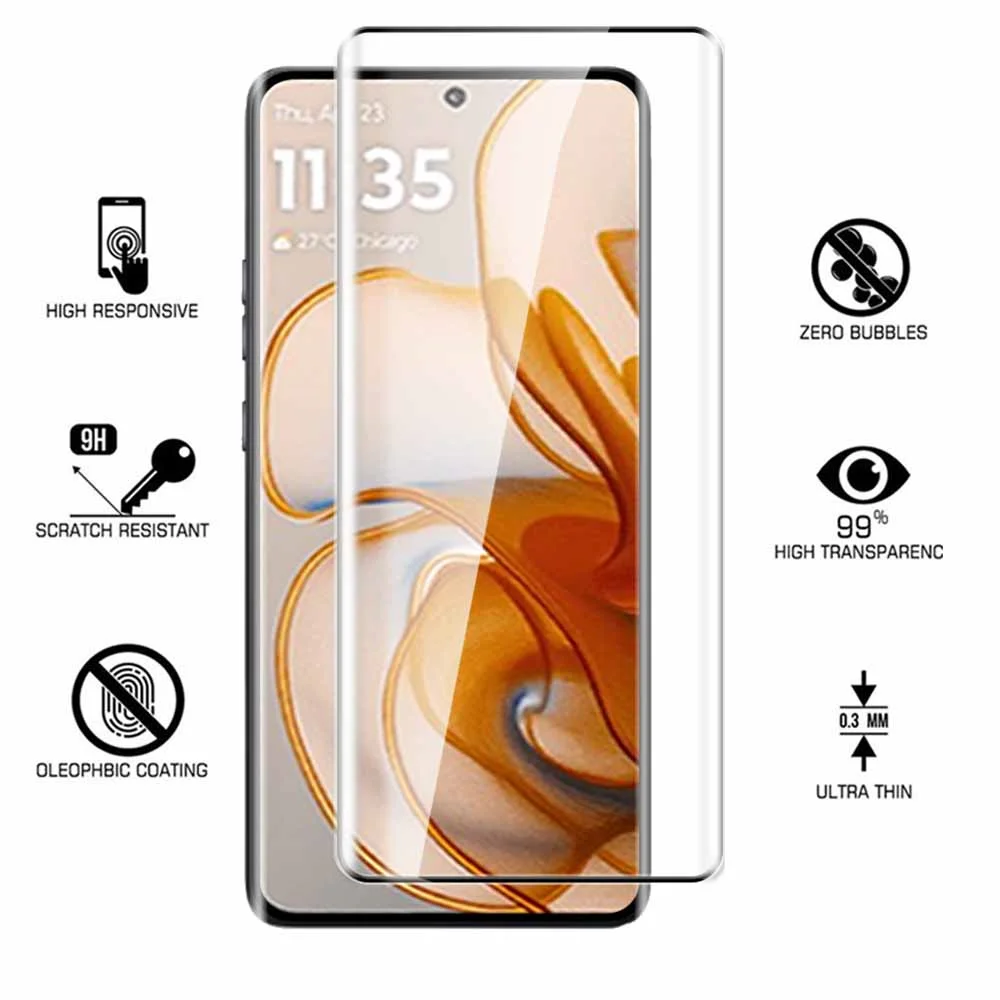 Изогнутый защитный стеклянный чехол 9D для Motorola Edge 50 5G защита экрана пленка из