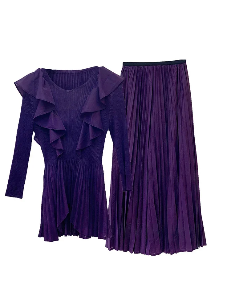 Женский элегантный плиссированный комплект EGRM из двух предметов необычный топ с