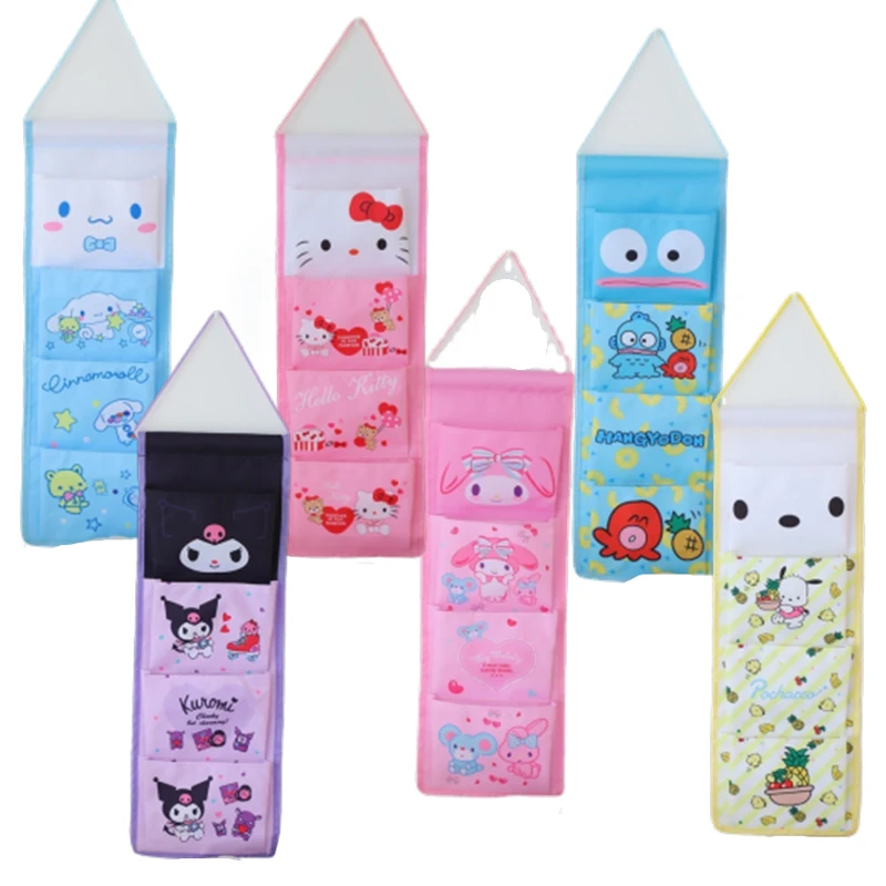 

Милый Коричный цвет, My Melody Kuromi Kittys, элегантная модель, 4 ячейки, сумка для хранения из хлопка и льна
