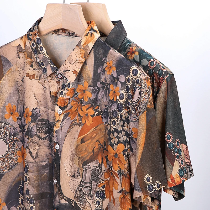 

Тонкая облегающая повседневная мужская рубашка, деловая мягкая пляжная сорочка в китайском стиле, лацканы, быстросохнущая майка, лето