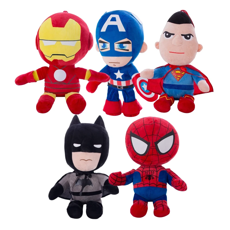

Игрушка плюшевая супергероя DC, Бэтмен, Человек-паук, Железный человек, Капитан Америка, мультяшная Мягкая кукла, игрушки для детей, подарок д...