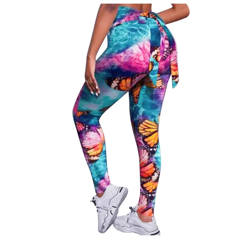 2023 Fitness Sexy leggings for Women High Waist Back Bow Digital Printed Push Up Gym Sportswear Yoga Pants Ladies Workout Tights