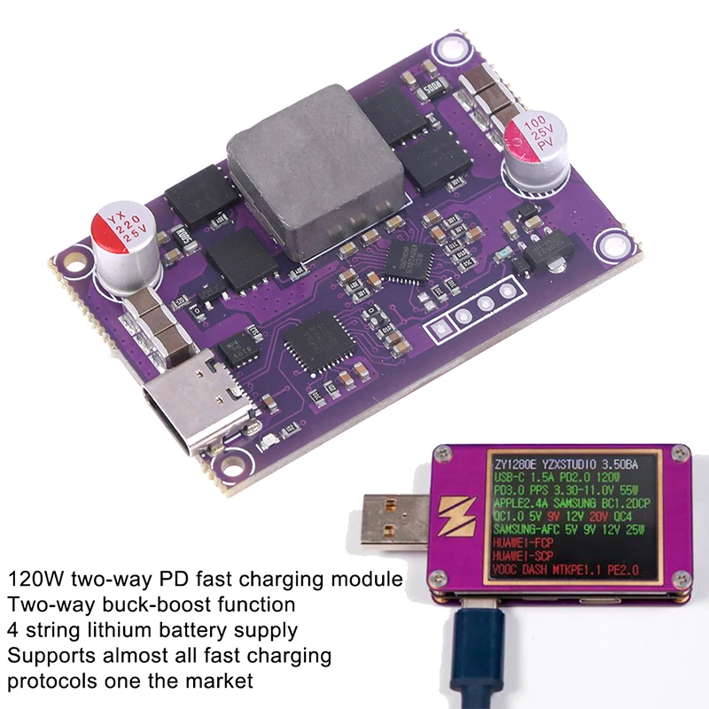 

120w Two-Way Pd Fast Charging Module 4 Strings Charging Treasure Module Circuit Board High Power Pd Fast Charging Boost/Buck