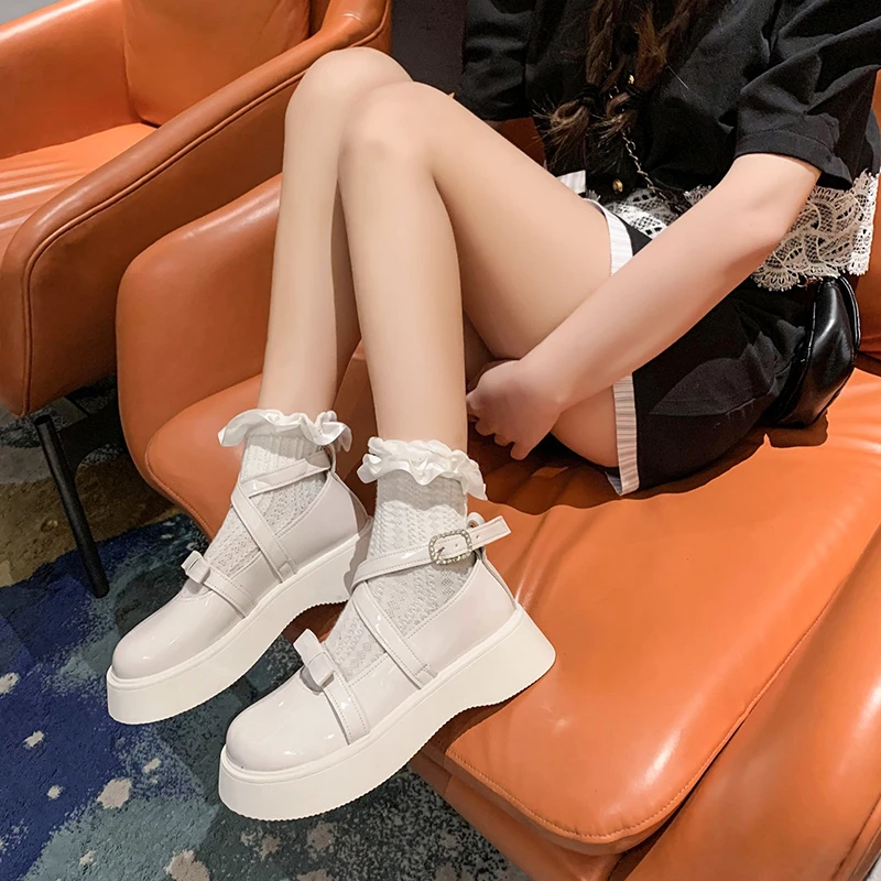 

Big Toe Increase Shoes Thick Bottom Japanese Retro Hot Girl Mary Jane Shoes Jk Harajuku British Style Leather Shoes Women New