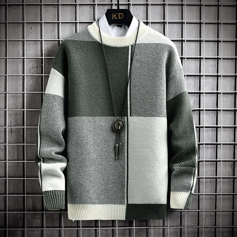 

Half Pullover Color Leisure Spring High Men Slim Warm High Autumn Sleeve Loose Collar Korean Sweater/ Quality Knit Long Blocking