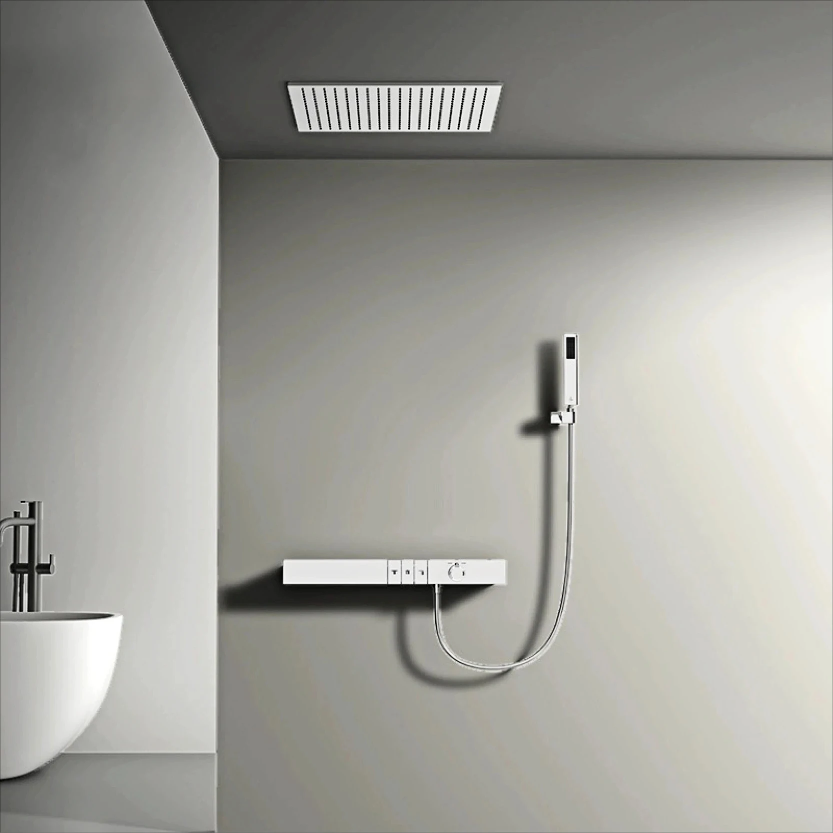 Роскошная настенная душевая система из хромированной латуни со скрытым дизайном