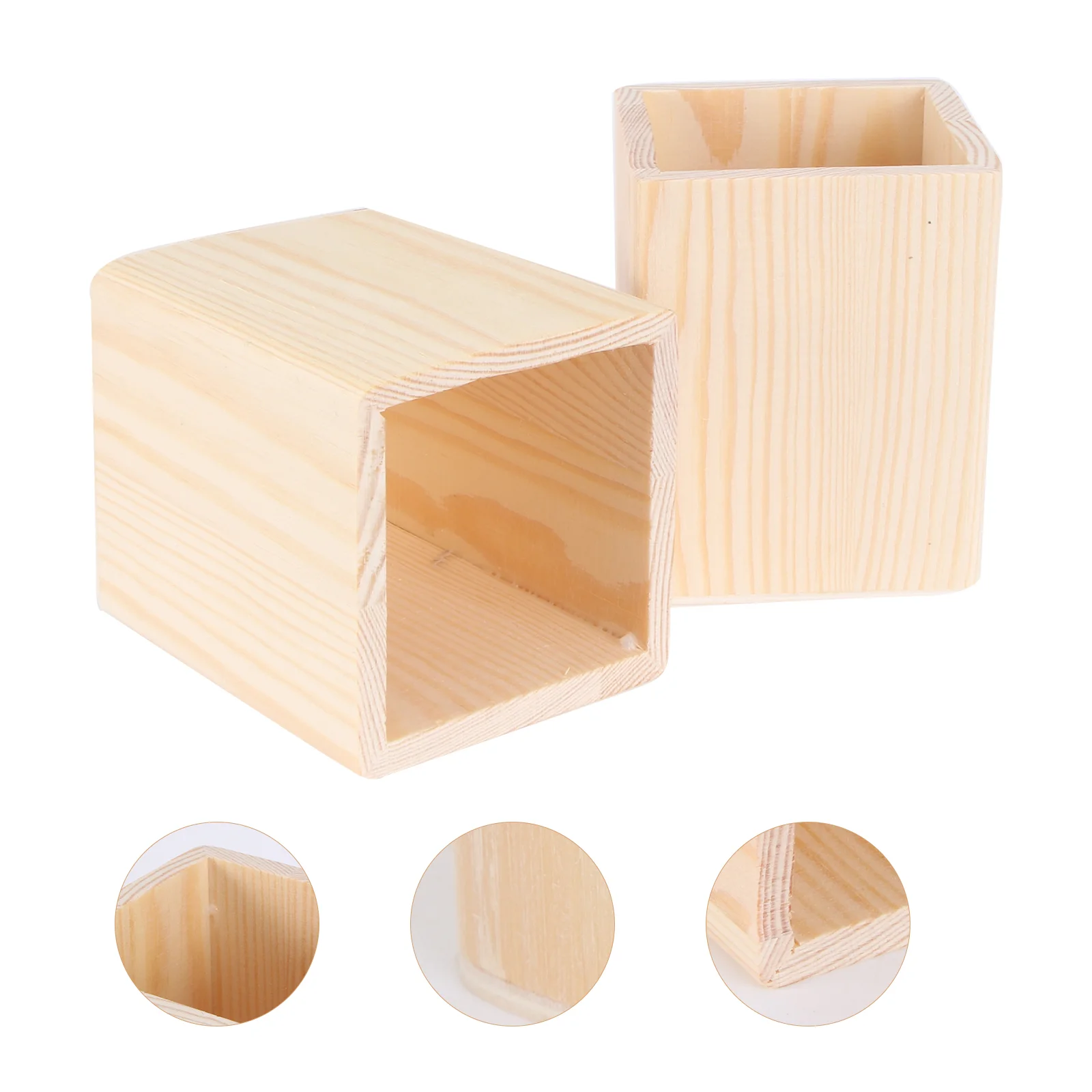

Holder Penwooden Container Wood Organizer Desk Brush Cup Box Makeup Pot Desktop Officestorage Fordiy Organize Square Round