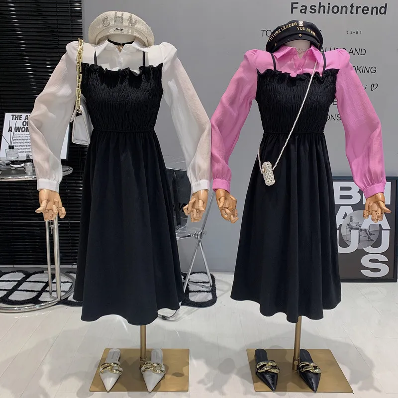 

Новинка, женская одежда нишевого дизайна, модель 2023 года, элегантное плиссированное платье из двух предметов с длинным рукавом