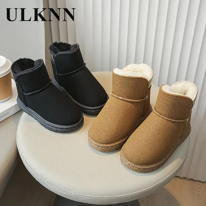 

2023 Winter New Children's Snowy Boots Plucked Boys' Cotton Shoes Girls' Boots Baby Anti Slip Mid Sleeve Warm Boats