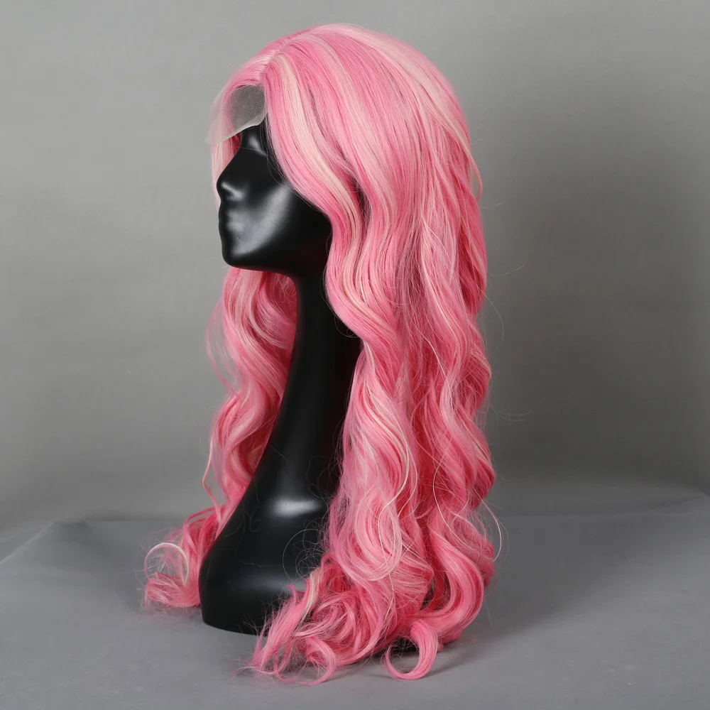 

Lace Wigs For Women Synthetic Hair Long Wavy Pink Daily Party Lolita Cosplay Wigs Natural Hairline Heat Temperature Glueless Wig