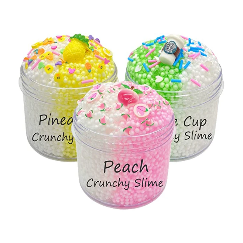 

3 Pack 70-180ml Crunchy Slime Kit Foam Ball Lovely Fruit Sprinkles Slime For Kids Antistress Party Favors For Girl And Boys Gift